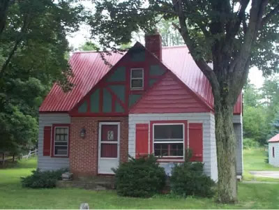 Red and gray classic Sears and Roebuck kit house