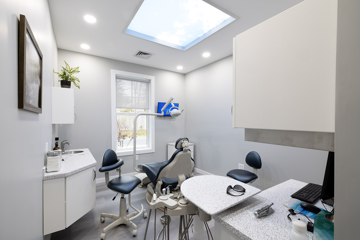 Interior of one of the dental treatment rooms at the Williston Road Family Dental office